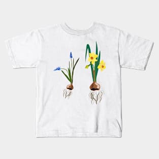 Spring flowers daffodils and muscari Kids T-Shirt